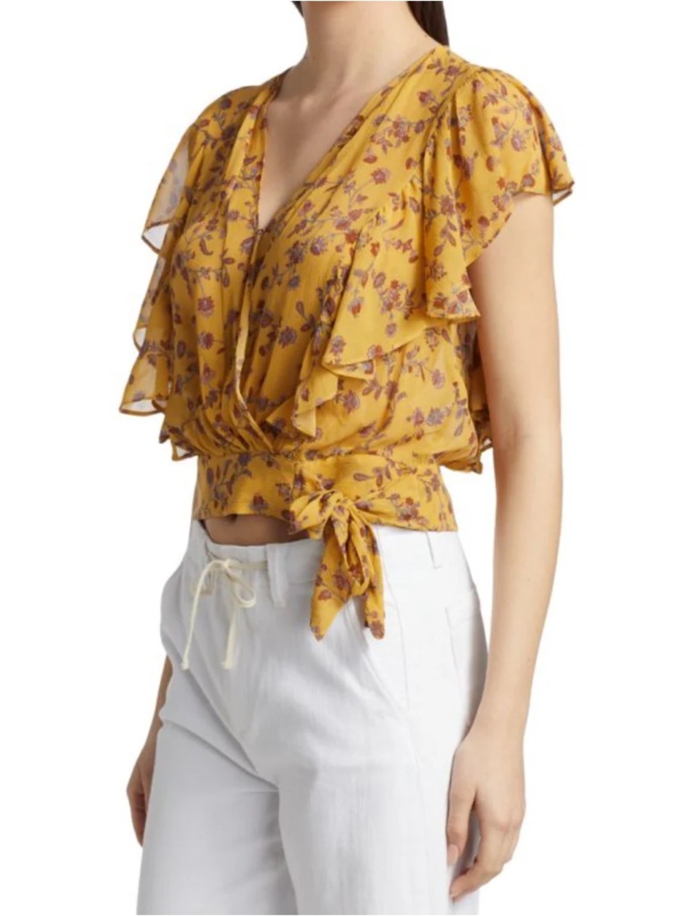 NWOT Paige Trista Silk Blouse in Tumeric Floral size S - Picture 2 of 12